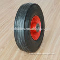 8x2.5 inch solid rubber wheel with rib tread and red iron rim for mowers or material handling equipment